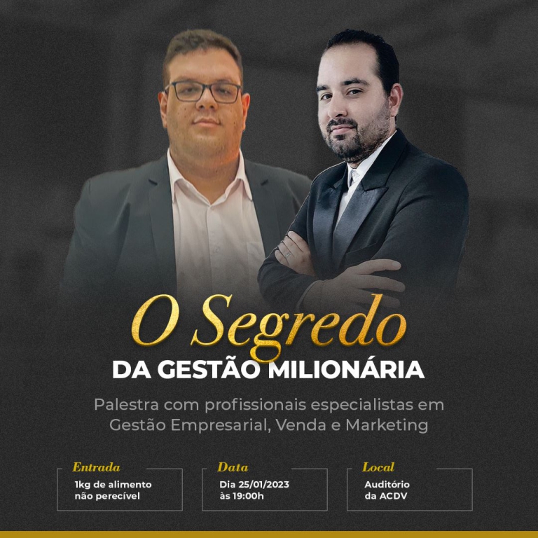 Palestra o Segredo da Gestão Milionária
