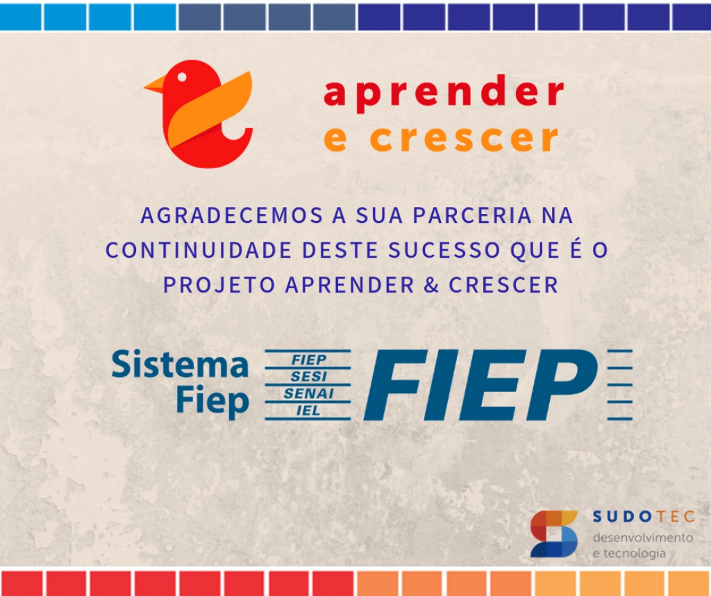 Agradecimento aos Parceiros da 15ª edição do Projeto Aprender & Crescer 2019