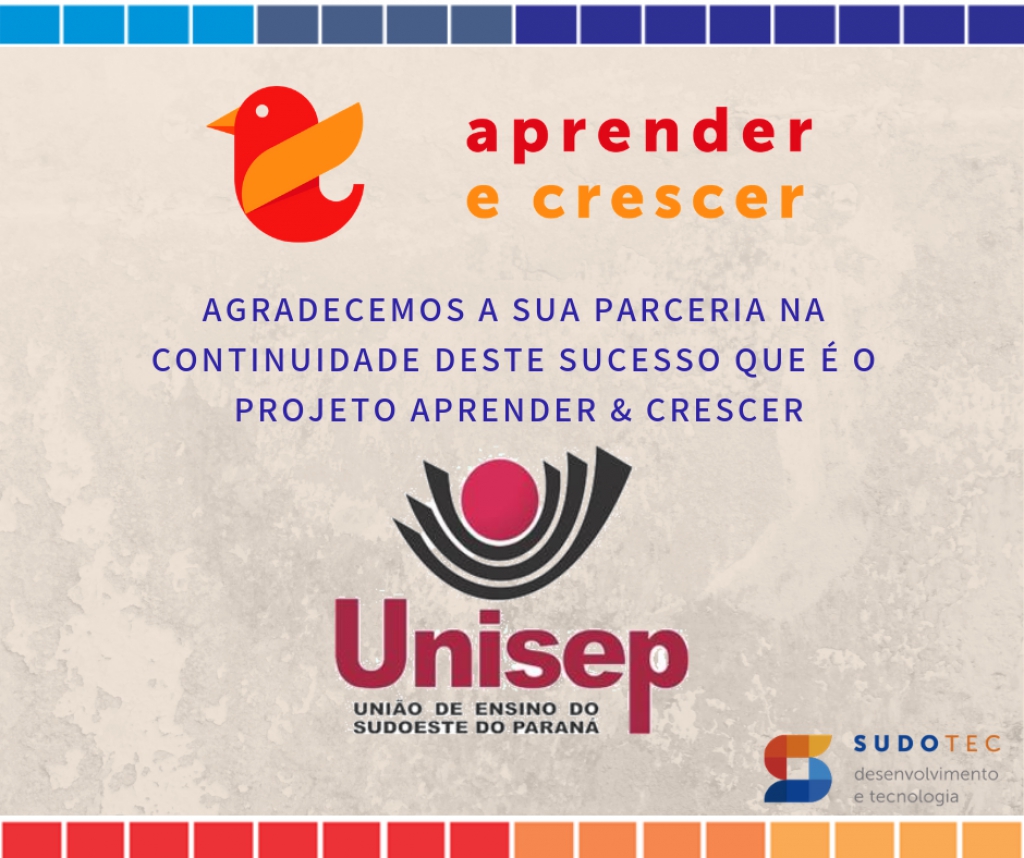 Agradecimento aos Parceiros da 15ª edição do Projeto Aprender & Crescer 2019
